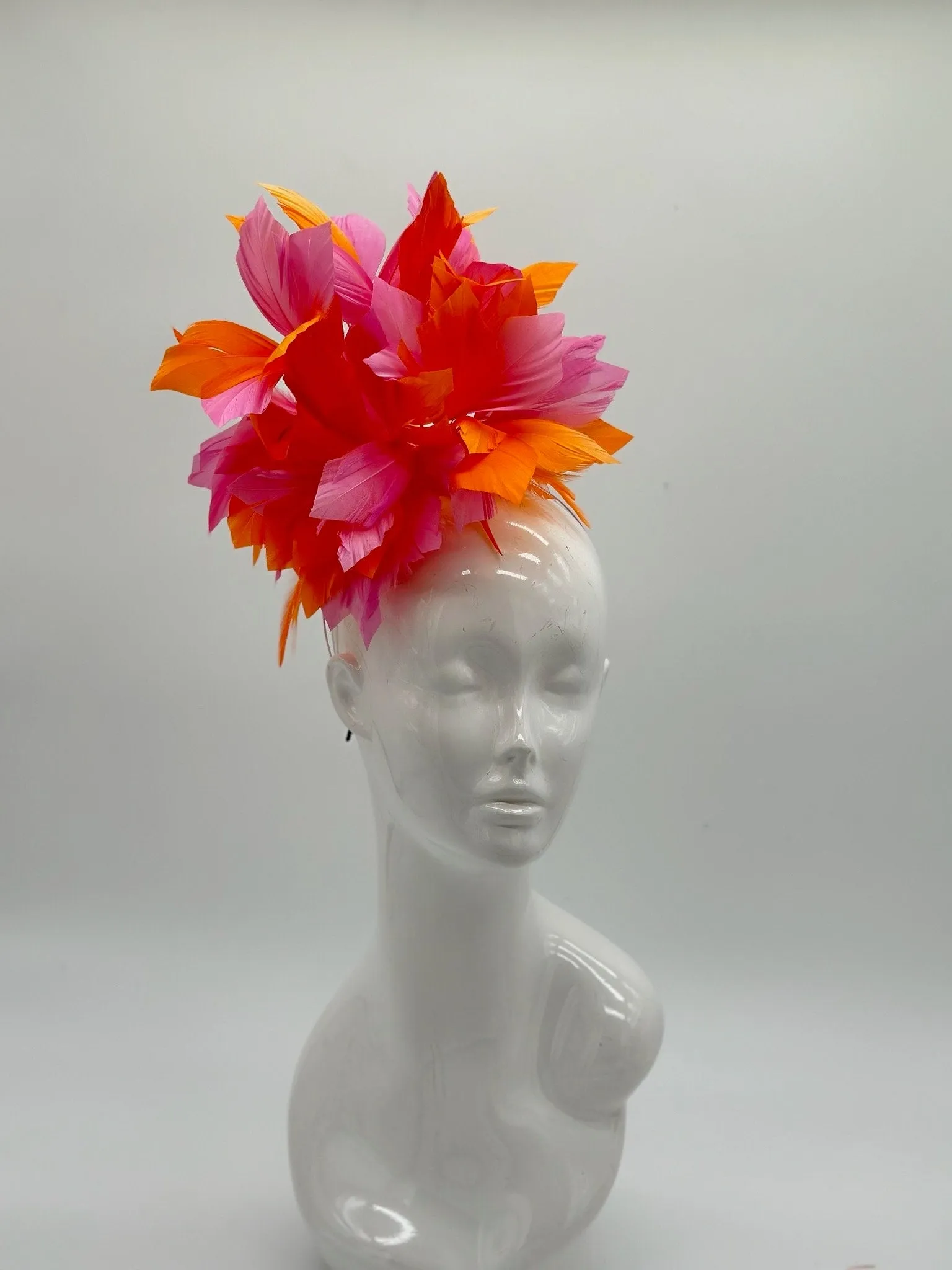 Orange and Pink Derby Fascinator, Kentucky Derby Hat Alternative, Kentucky derby hat (SILVER LINE, multiple color options available)