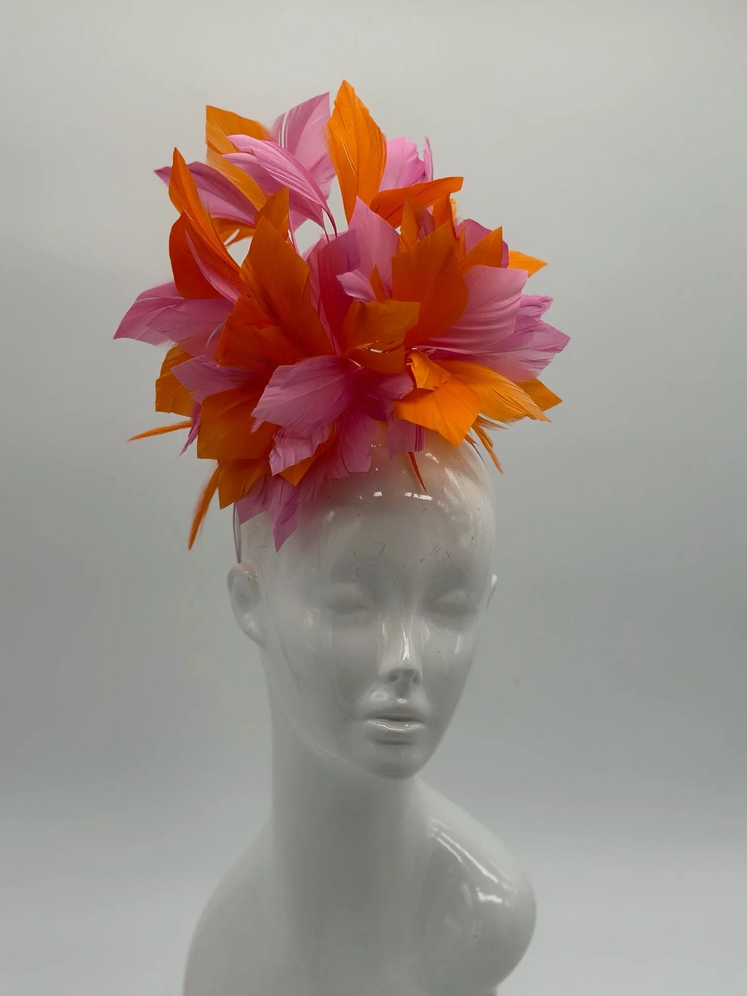 Orange and Pink Derby Fascinator, Kentucky Derby Hat Alternative, Kentucky derby hat (SILVER LINE, multiple color options available)