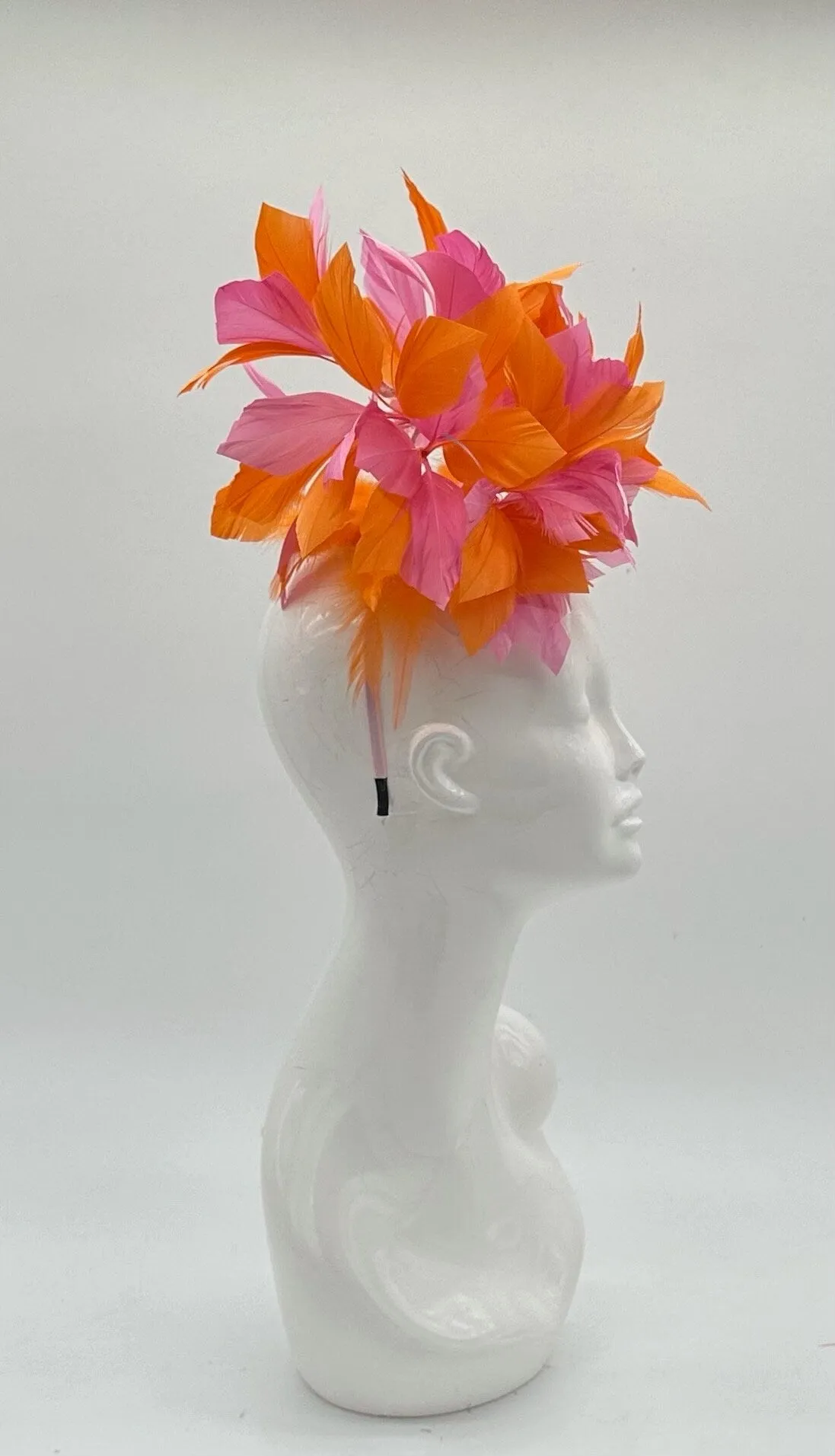 Orange and Pink Derby Fascinator, Kentucky Derby Hat Alternative, Kentucky derby hat (SILVER LINE, multiple color options available)