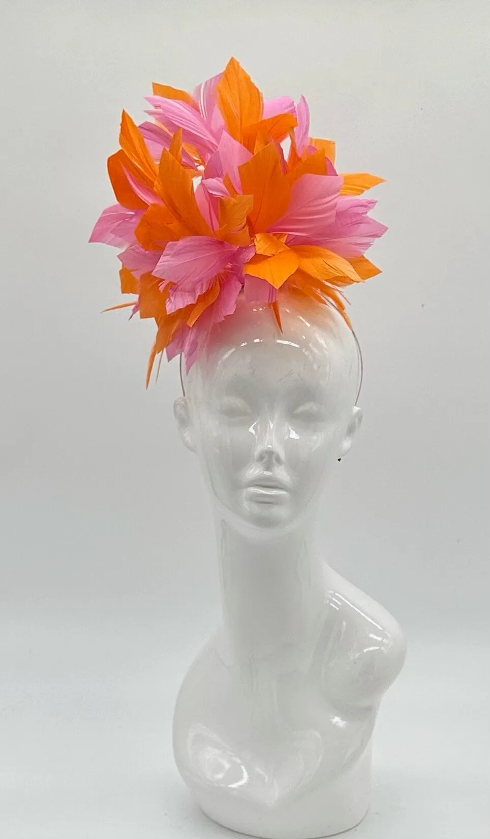 Orange and Pink Derby Fascinator, Kentucky Derby Hat Alternative, Kentucky derby hat (SILVER LINE, multiple color options available)
