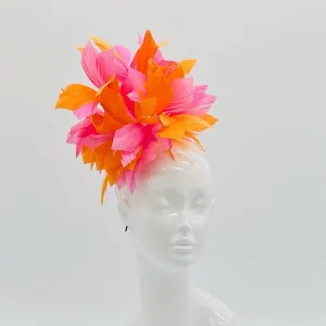 Orange and Pink Derby Fascinator, Kentucky Derby Hat Alternative, Kentucky derby hat (SILVER LINE, multiple color options available)