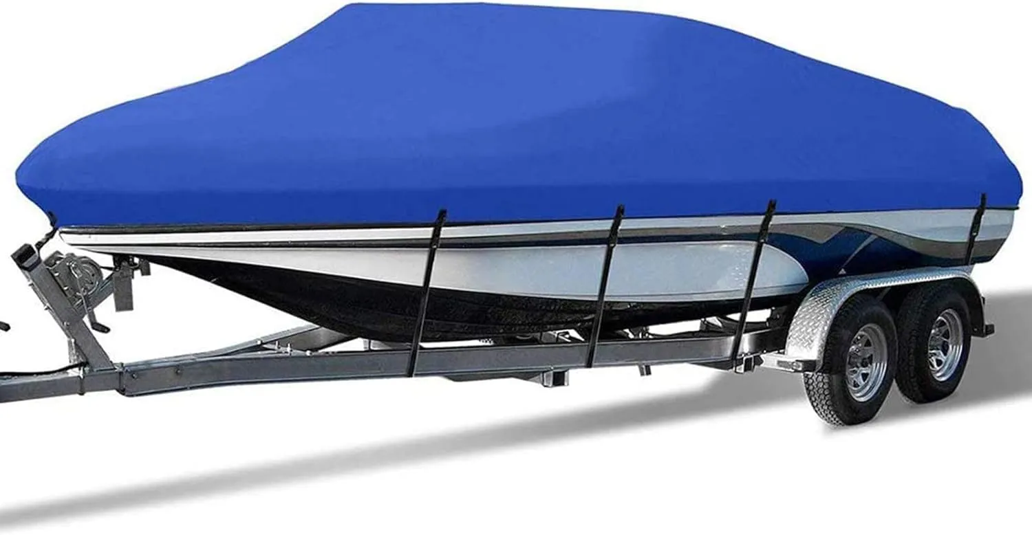 Outdoor Boat Covers Tent Waterproof Trailerable Boat Cover, 300D Heavy Duty Runabout Boat Cover Tear Resistant and Durable Oxford Cloth Boat Covers Fits V-Hull Tri-Hull Speedboat ( Size : 530*290CM )