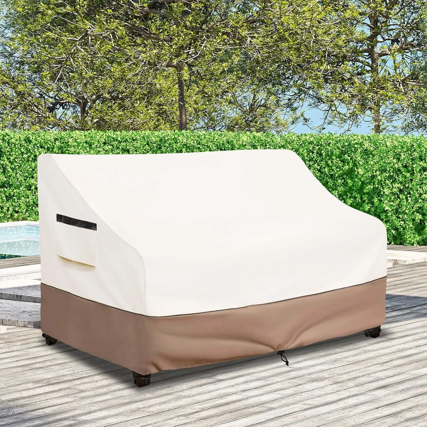 Outdoor Couch Cover Waterproof Patio Furniture Covers, 79 Inches Outdoor Sofa Cover, Furniture Covers for Patio Seating (Beige)