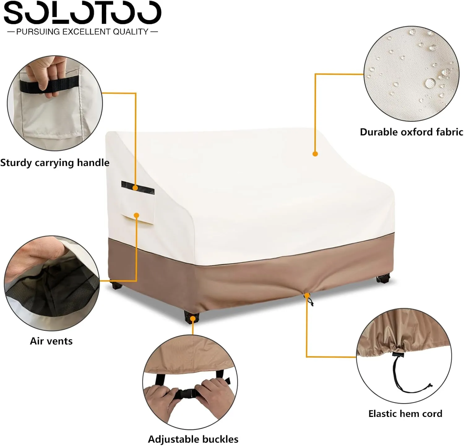 Outdoor Couch Cover Waterproof Patio Furniture Covers, 79 Inches Outdoor Sofa Cover, Furniture Covers for Patio Seating (Beige)