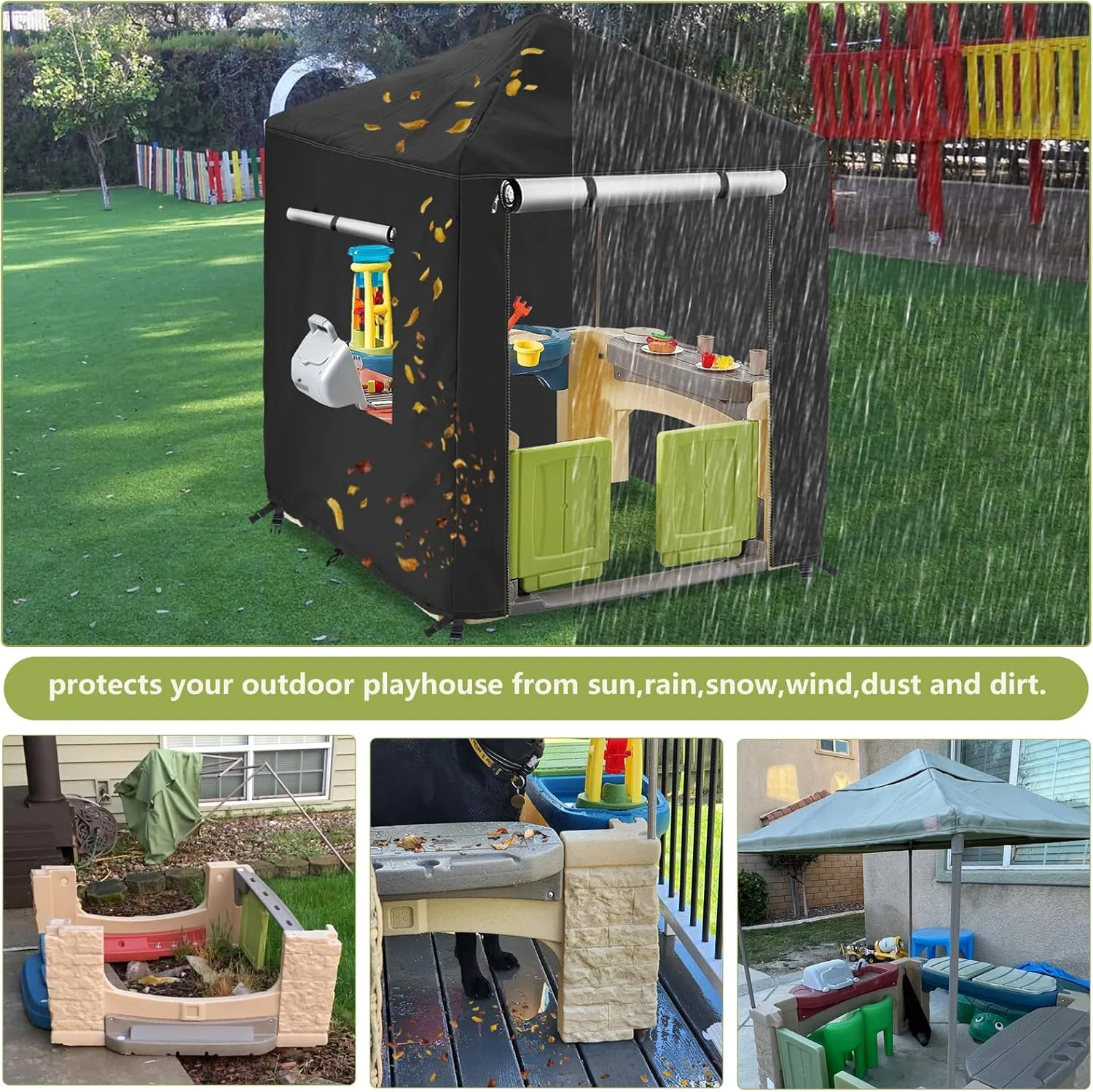 Outdoor Kids Playhouse Cover,Waterproof Cover Suitable for Multiple Brands With The Same Size Playhouse (56" W x 56" D x 60.2" H)