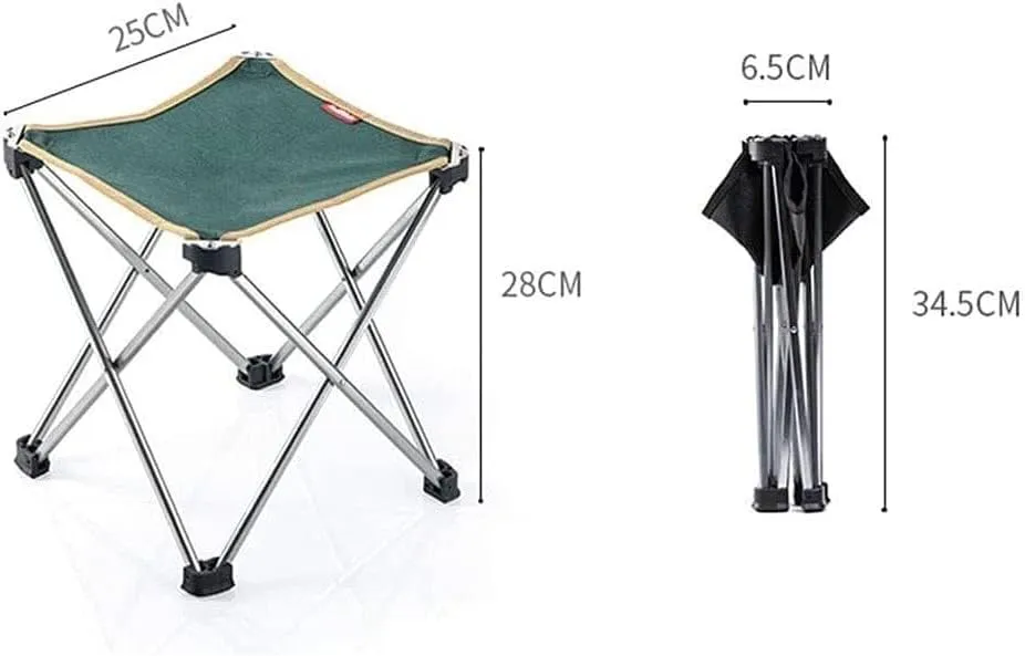 Outdoor Portable Folding Stool with Aluminum Alloy Bracket, Waterproof Oxford Cloth, Lightweight, Stable, Ideal for Camping, Fishing, Picnic(Black)