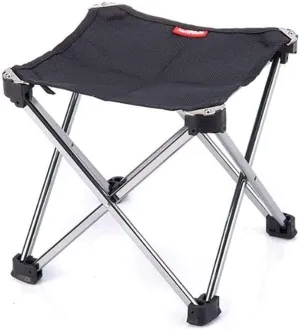 Outdoor Portable Folding Stool with Aluminum Alloy Bracket, Waterproof Oxford Cloth, Lightweight, Stable, Ideal for Camping, Fishing, Picnic(Black)