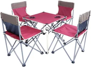 Outdoor Self-Driving Picnic Dining Table and Chair,5-Piece Portable Folding Chair,Camping Outdoor Folding Table Set