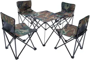 Outdoor Self-Driving Picnic Dining Table and Chair,5-Piece Portable Folding Chair,Camping Outdoor Folding Table Set