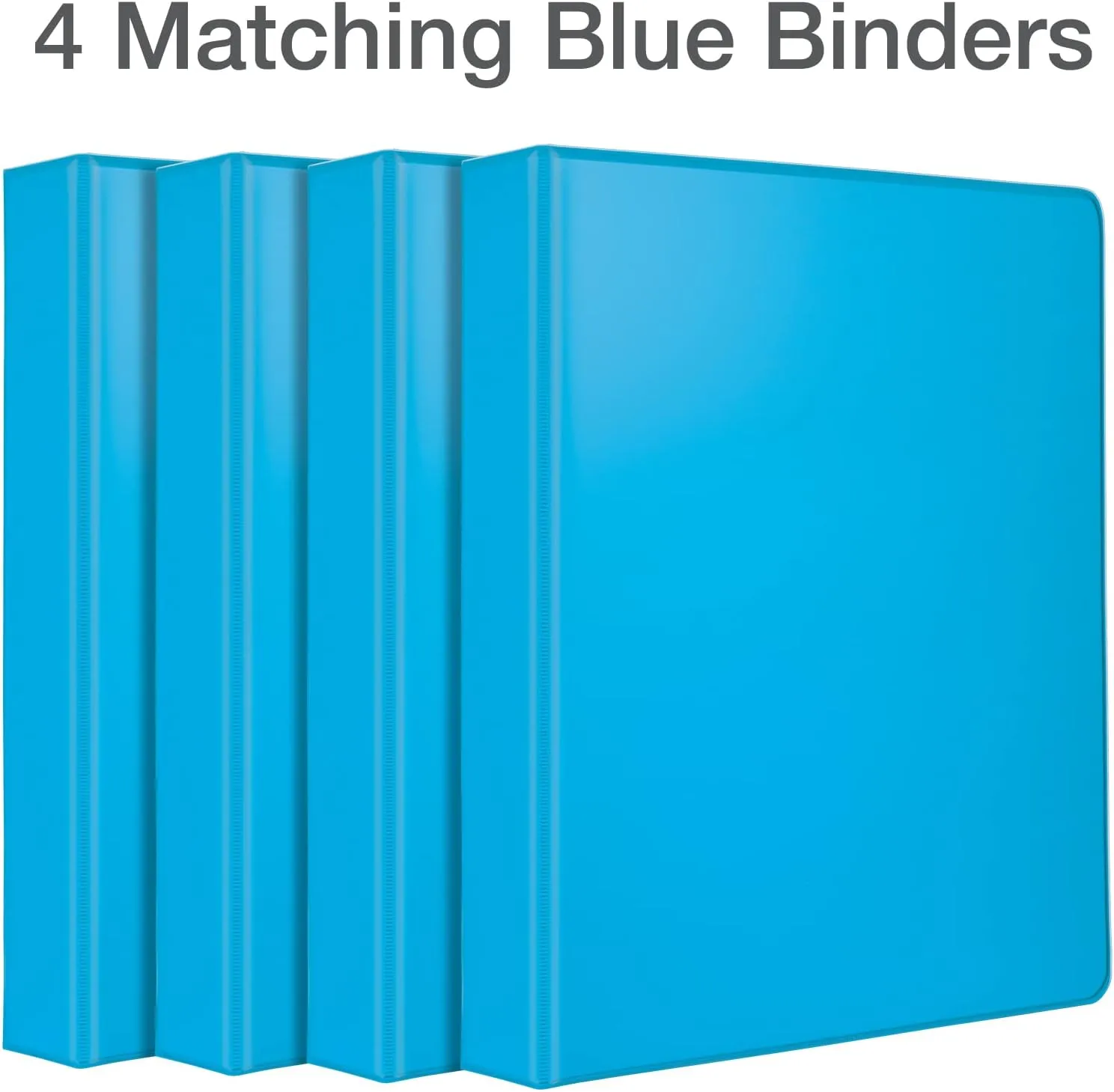 Oxford 3 Ring Binders, Binders for School and Office, Durable 1 inch D Rings, Holds 240 Sheets, ClearVue Presentation Binder, Blue, 4PK