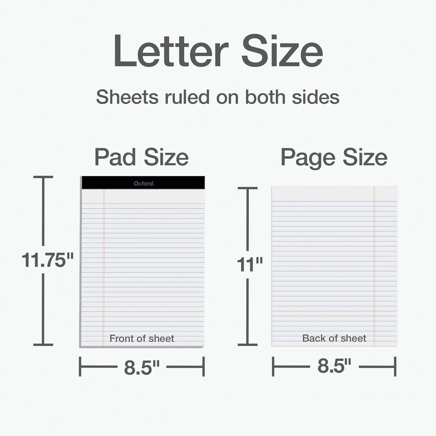Oxford 8.5 x 11 Legal Pads, 12 Pack, Wide Ruled, White Paper, 50 Sheets Per Writing Pad, Made in the USA (74030)