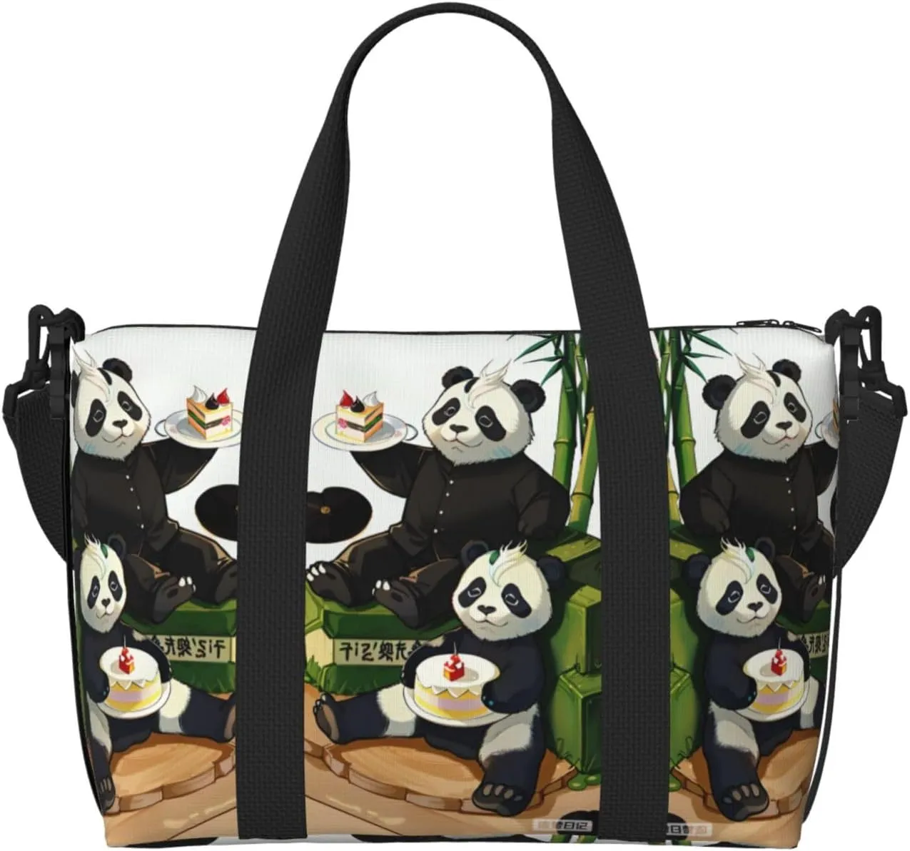 pandas of Father and son Hand-held messenger travel bag, suitable for work, travel, fitness, tourism, women's casual handbag with zipper,