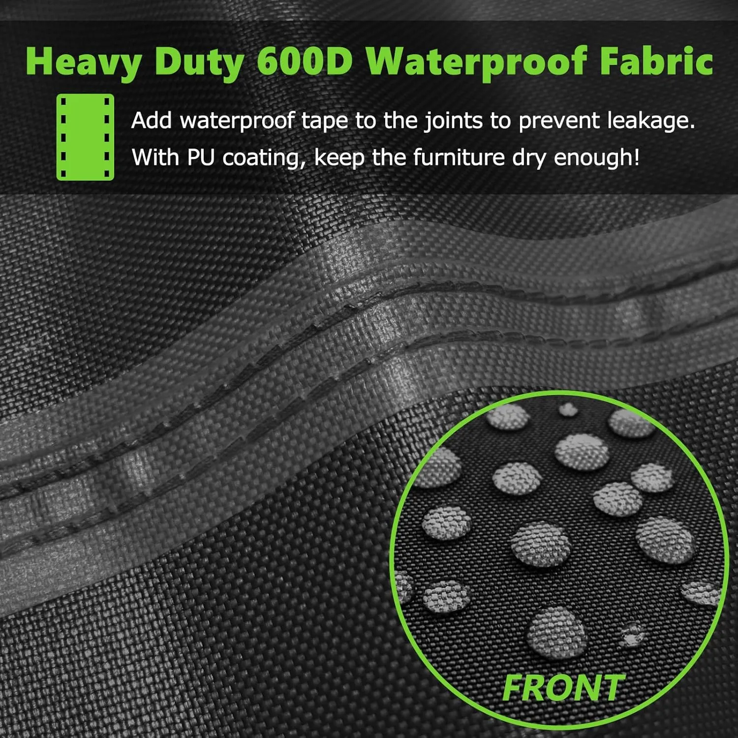 Patio Furniture Covers Waterproof, Heavy Duty 600D Outdoor Furniture Covers for Outside Sectional Sofa Set,Tear Resistance and Anti-UV,110"L x 84"W x 28"H, Black with White Border