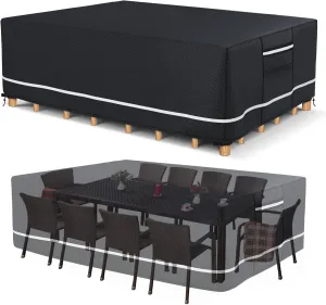 Patio Furniture Covers Waterproof, Heavy Duty 600D Outdoor Furniture Covers for Outside Sectional Sofa Set,Tear Resistance and Anti-UV,110"L x 84"W x 28"H, Black with White Border
