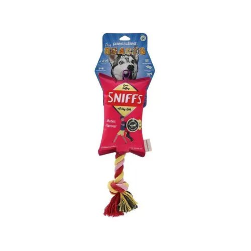 Paws and Claws - 38cm Pet/Dog Toy Sniffs Chips Snacks Oxford Tugger w/ Rope - Assorted - 2PK