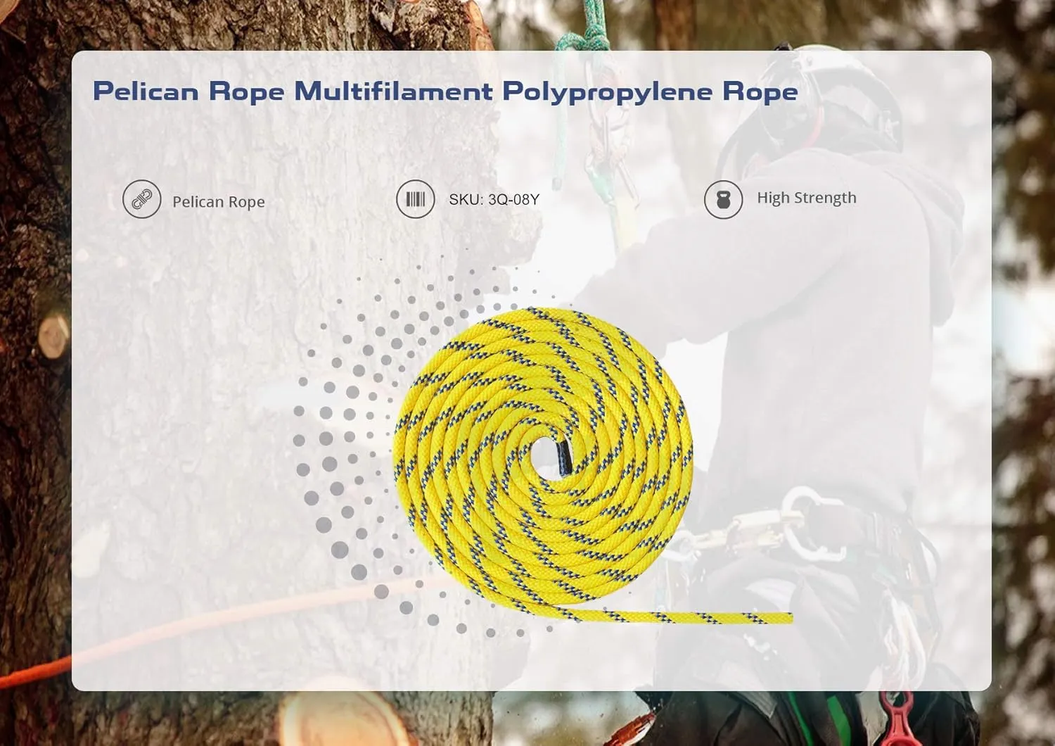 Pelican Rope Multifilament Polypropylene Rope (1/4 in) – Solid Braid Derby Rope – Lightweight, Buoyant, High Visibility – Dock, Floating, Water Rescue Line – Several Lengths (120ft)