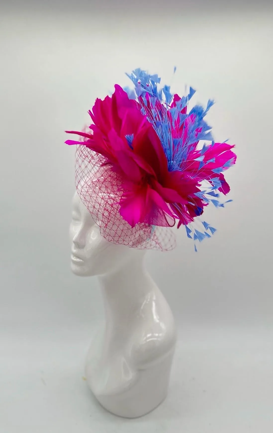 Pink and Blue Derby Fascinator, Kentucky Derby Hat Alternative, Kentucky derby hat (GOLD LINE)
