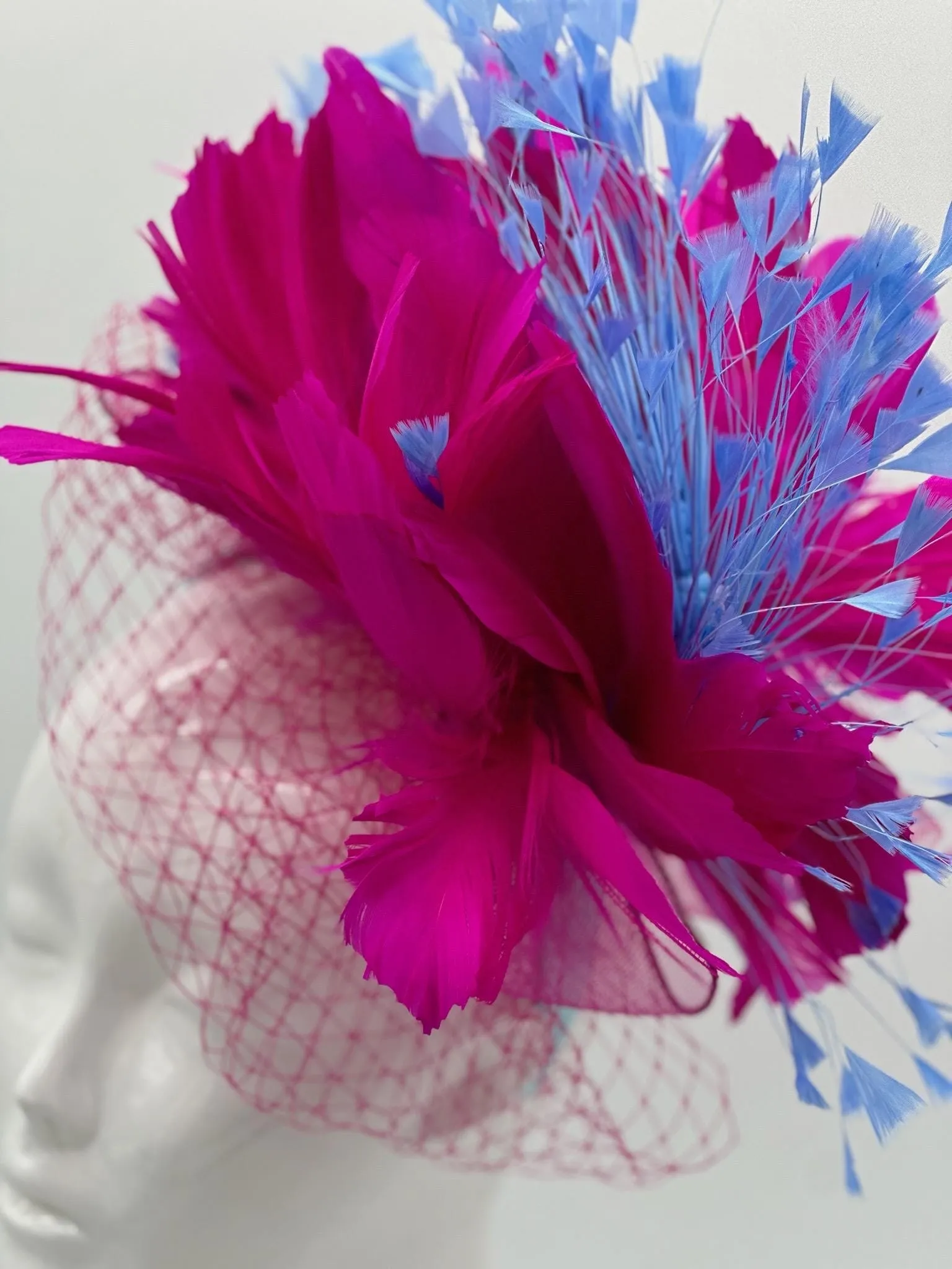 Pink and Blue Derby Fascinator, Kentucky Derby Hat Alternative, Kentucky derby hat (GOLD LINE)