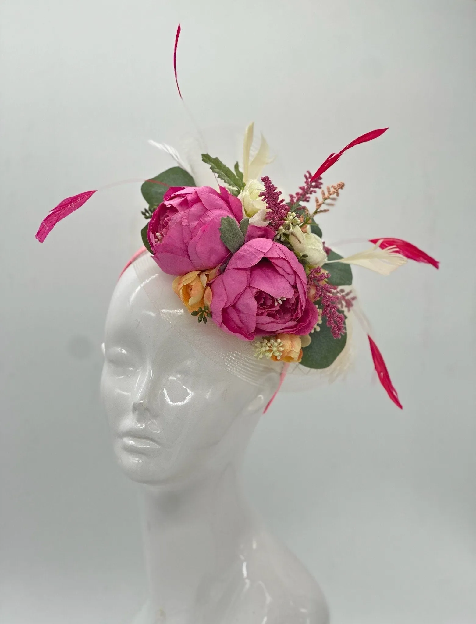 Pink and Dark Green Fascinator, Kentucky Derby Hat Alternative, Kentucky derby hat (GOLD LINE)
