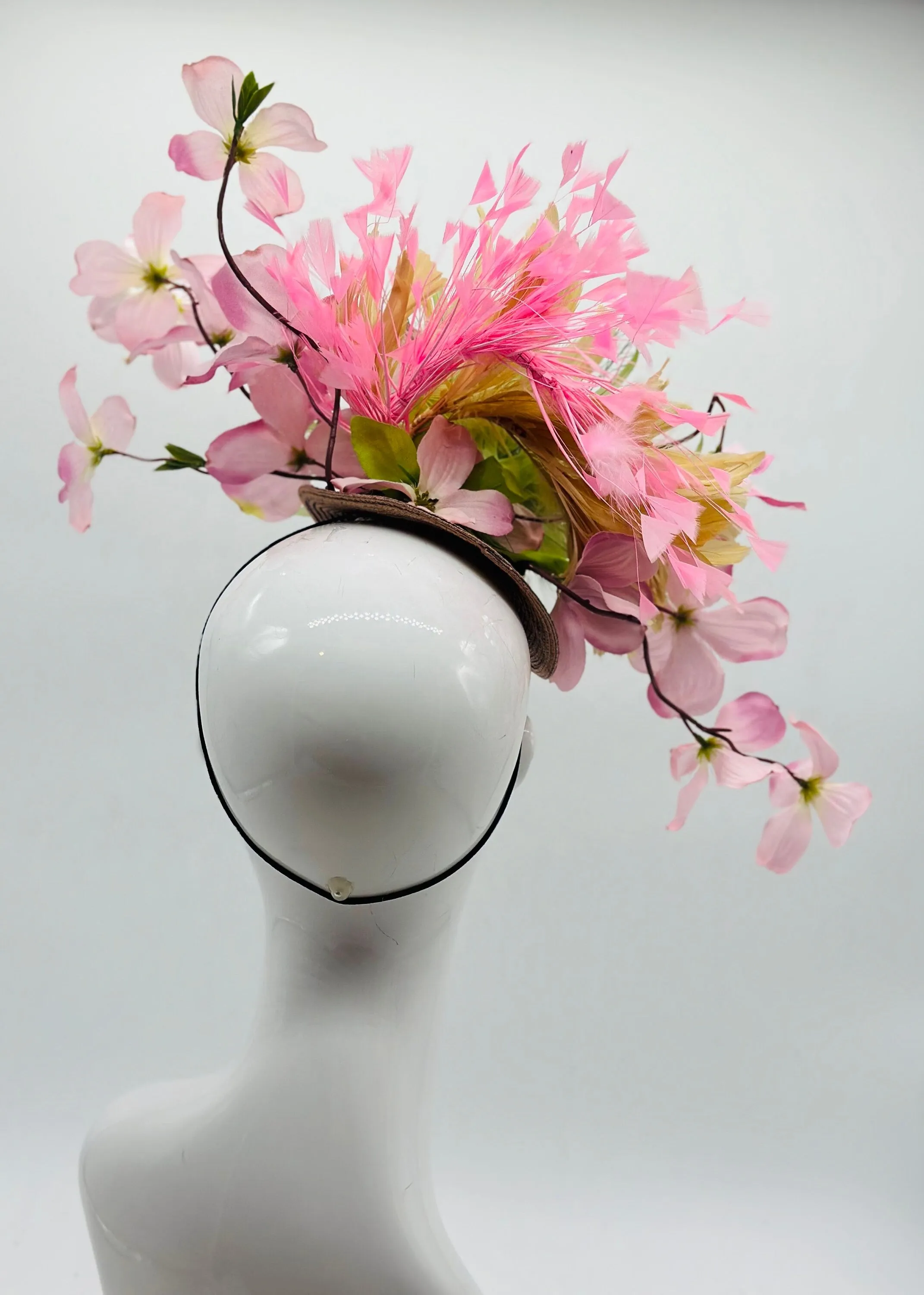 Pink and Green  Derby Fascinator, Kentucky Derby Hat Alternative, Kentucky derby hat (GOLD LINE)