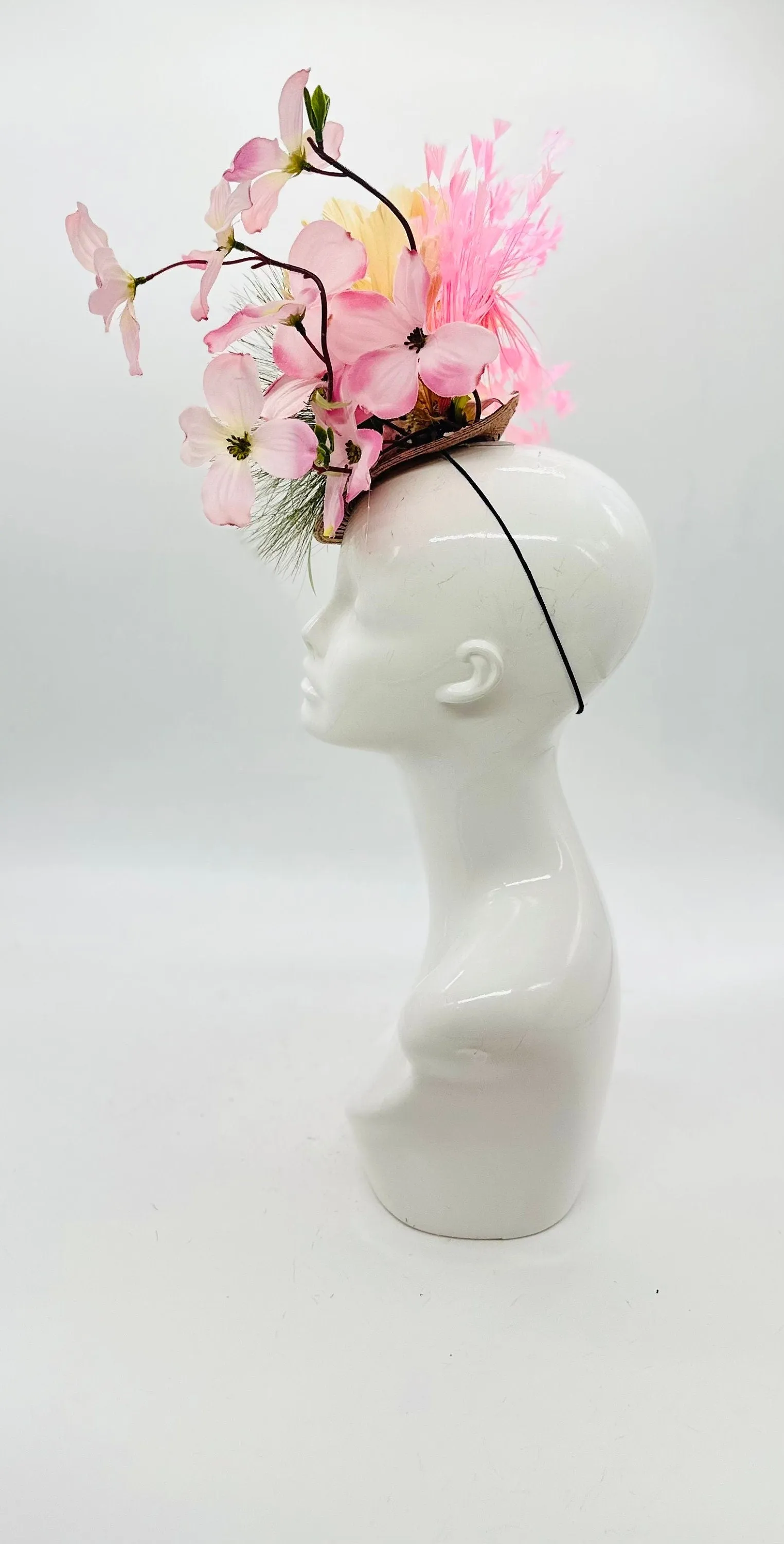 Pink and Green  Derby Fascinator, Kentucky Derby Hat Alternative, Kentucky derby hat (GOLD LINE)