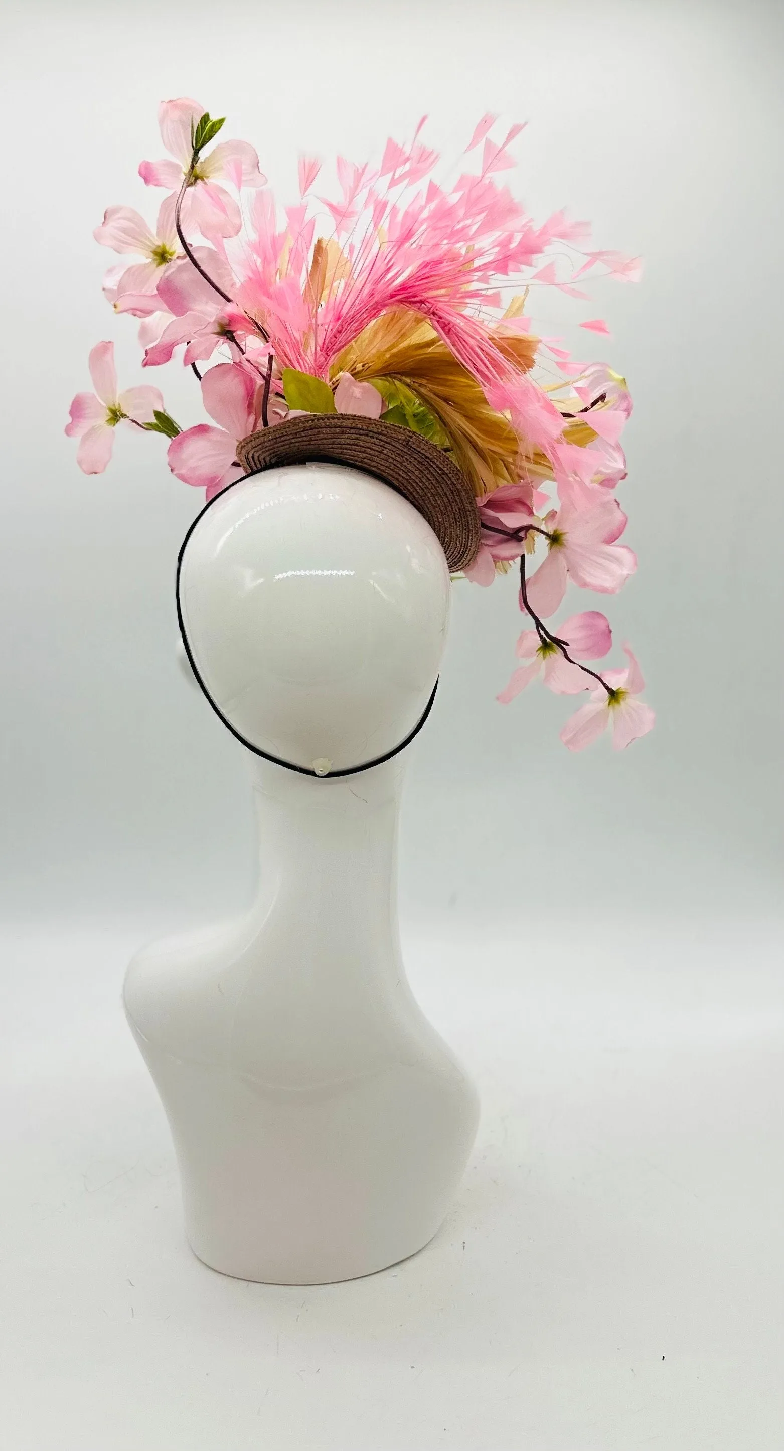 Pink and Green  Derby Fascinator, Kentucky Derby Hat Alternative, Kentucky derby hat (GOLD LINE)