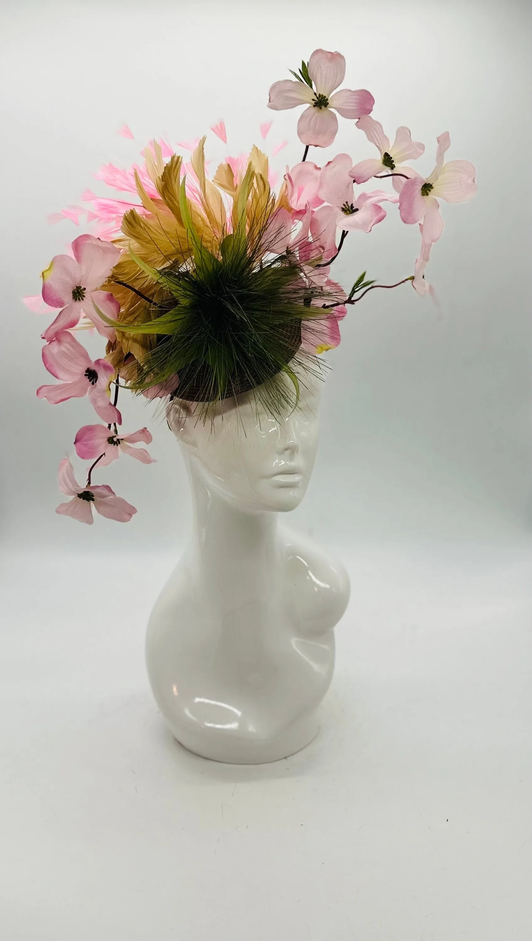 Pink and Green  Derby Fascinator, Kentucky Derby Hat Alternative, Kentucky derby hat (GOLD LINE)