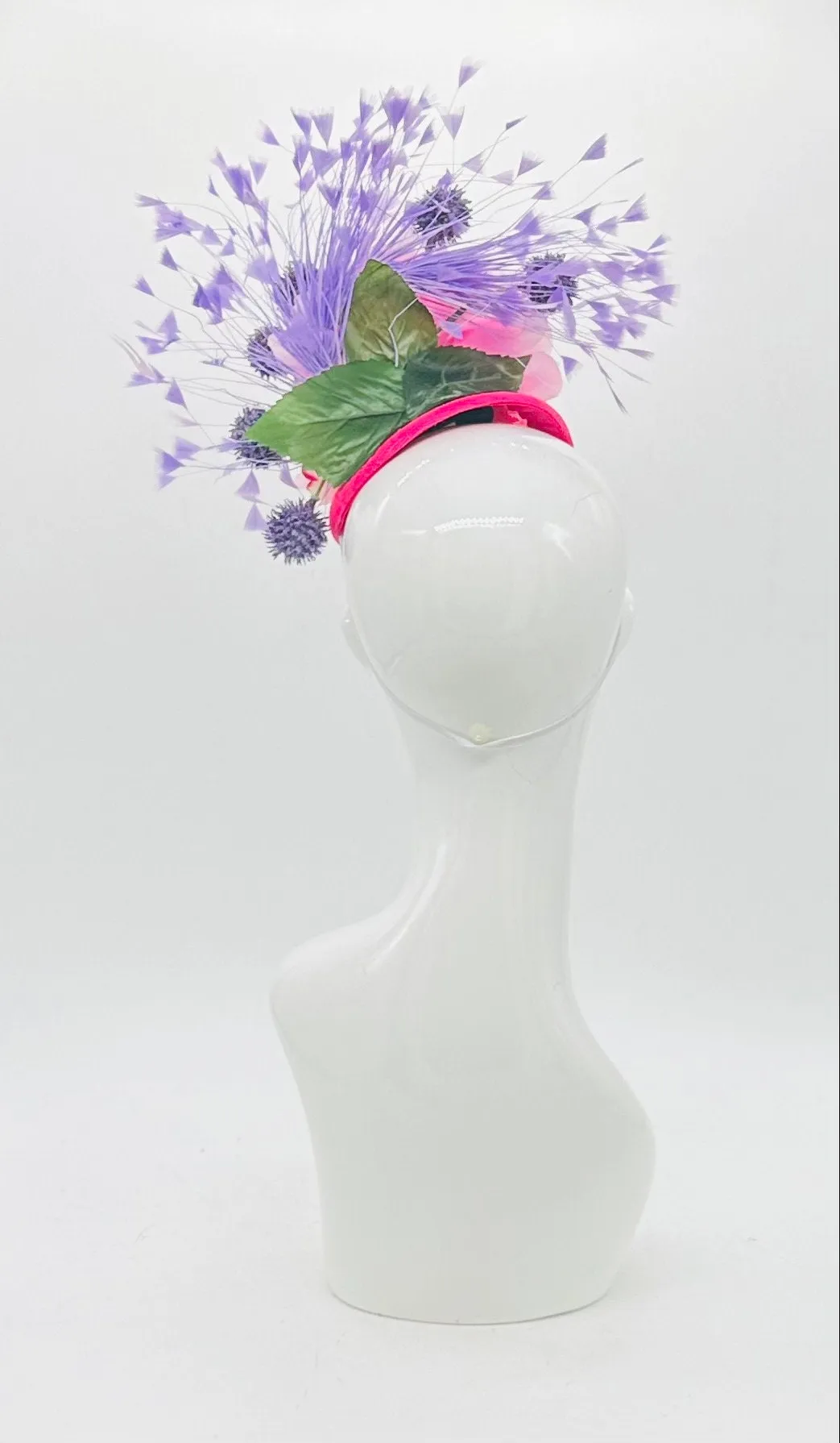 Pink and purple Kentucky Derby Fascinator, Derby Hat alternative, (GOLD LINE)