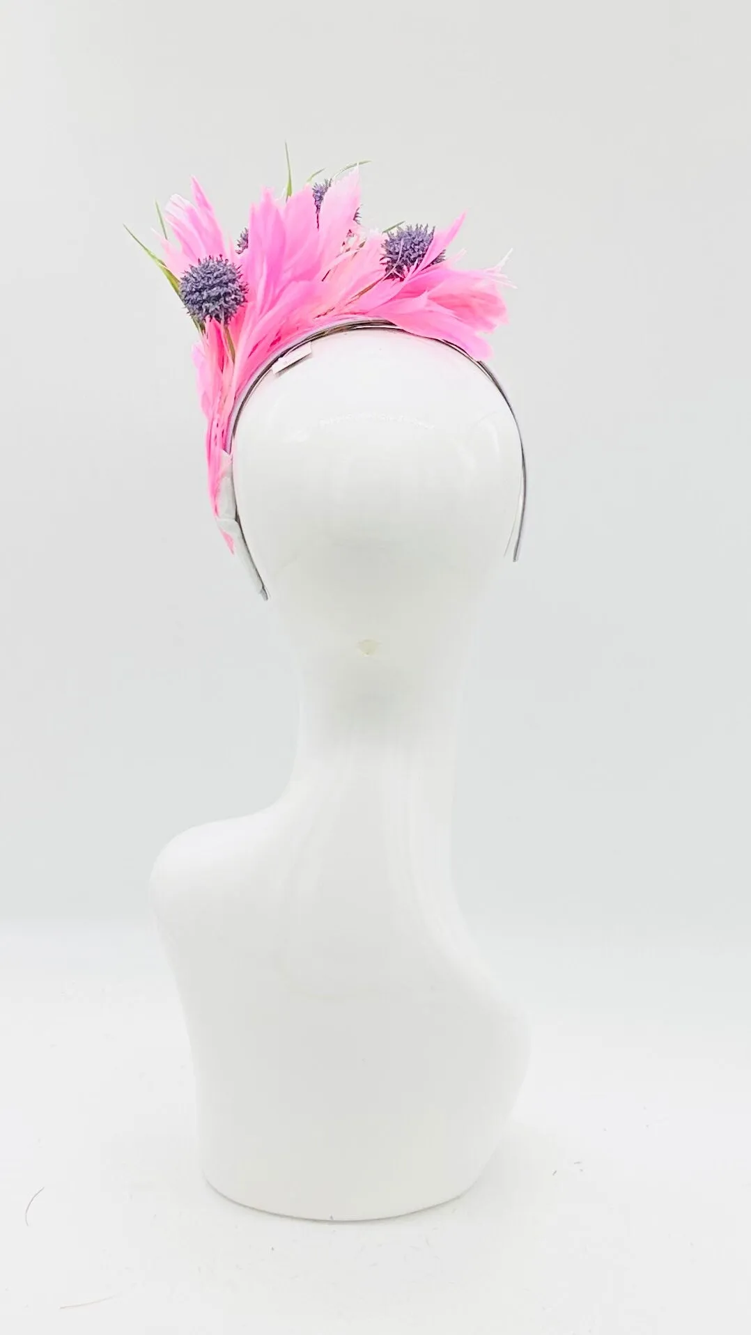Pink and purple Kentucky Derby Fascinator, derby hat Kentucky Derby Hat Alternative, Floral Fascinator, (SILVER LINE)