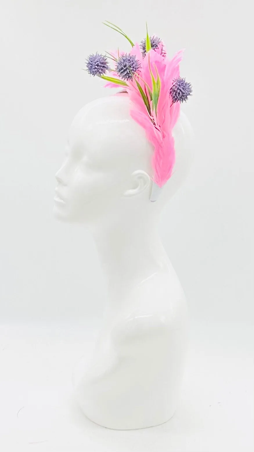 Pink and purple Kentucky Derby Fascinator, derby hat Kentucky Derby Hat Alternative, Floral Fascinator, (SILVER LINE)