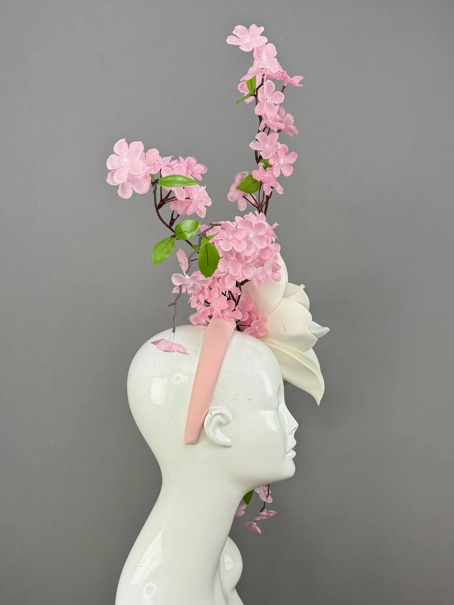Pink and White Kentucky Derby fascinator, Derby Hat Alternative (GOLD LINE)