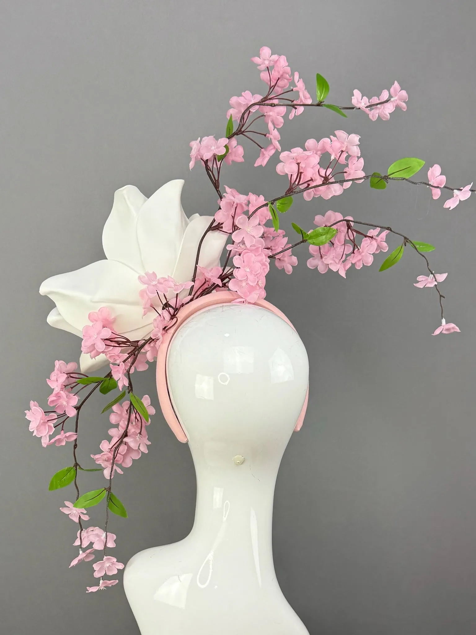 Pink and White Kentucky Derby fascinator, Derby Hat Alternative (GOLD LINE)
