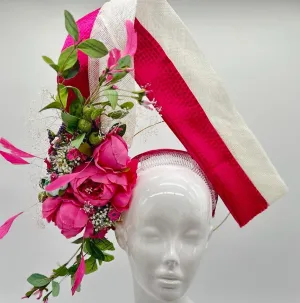 Pink, Green and Cream Derby Fascinator, Kentucky Derby Hat Alternative, Kentucky derby hat (PLATINUM LINE)