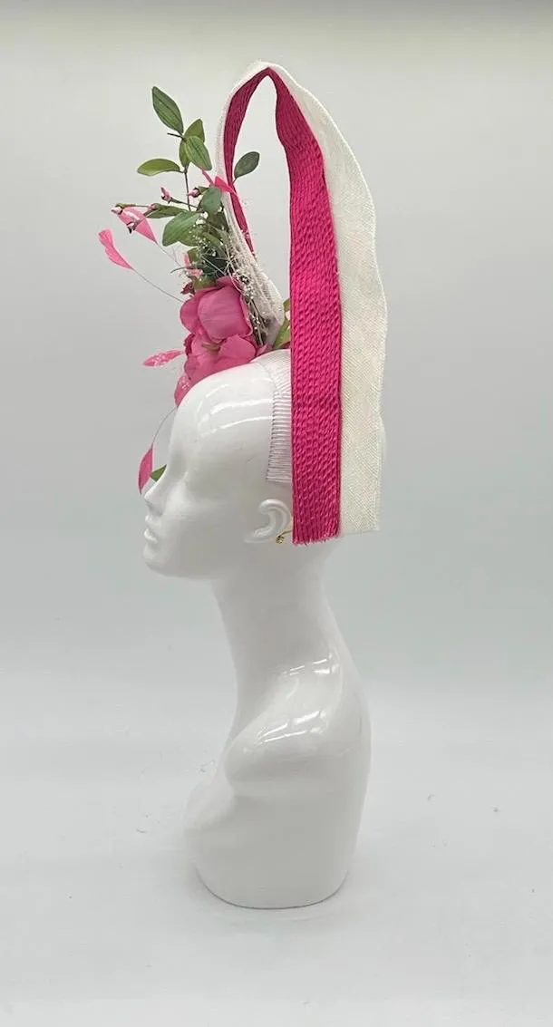 Pink, Green and Cream Derby Fascinator, Kentucky Derby Hat Alternative, Kentucky derby hat (PLATINUM LINE)