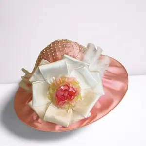 Pink Satin Feather Derby Hat