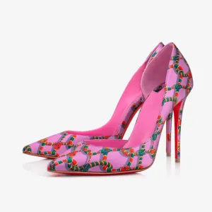 Pink satin Pump with Low-Cut Vamp