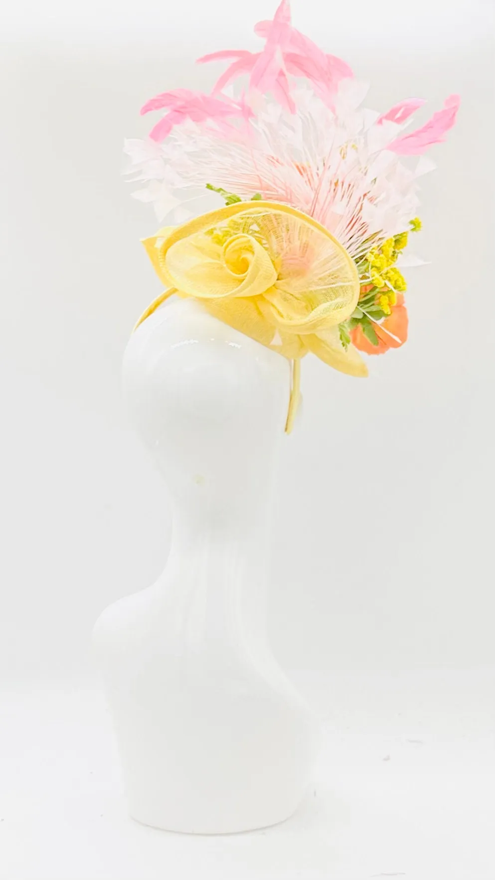 Pink, yellow, orange Derby Fascinator, Kentucky Derby Hat Alternative, Kentucky derby hat (GOLD LINE)