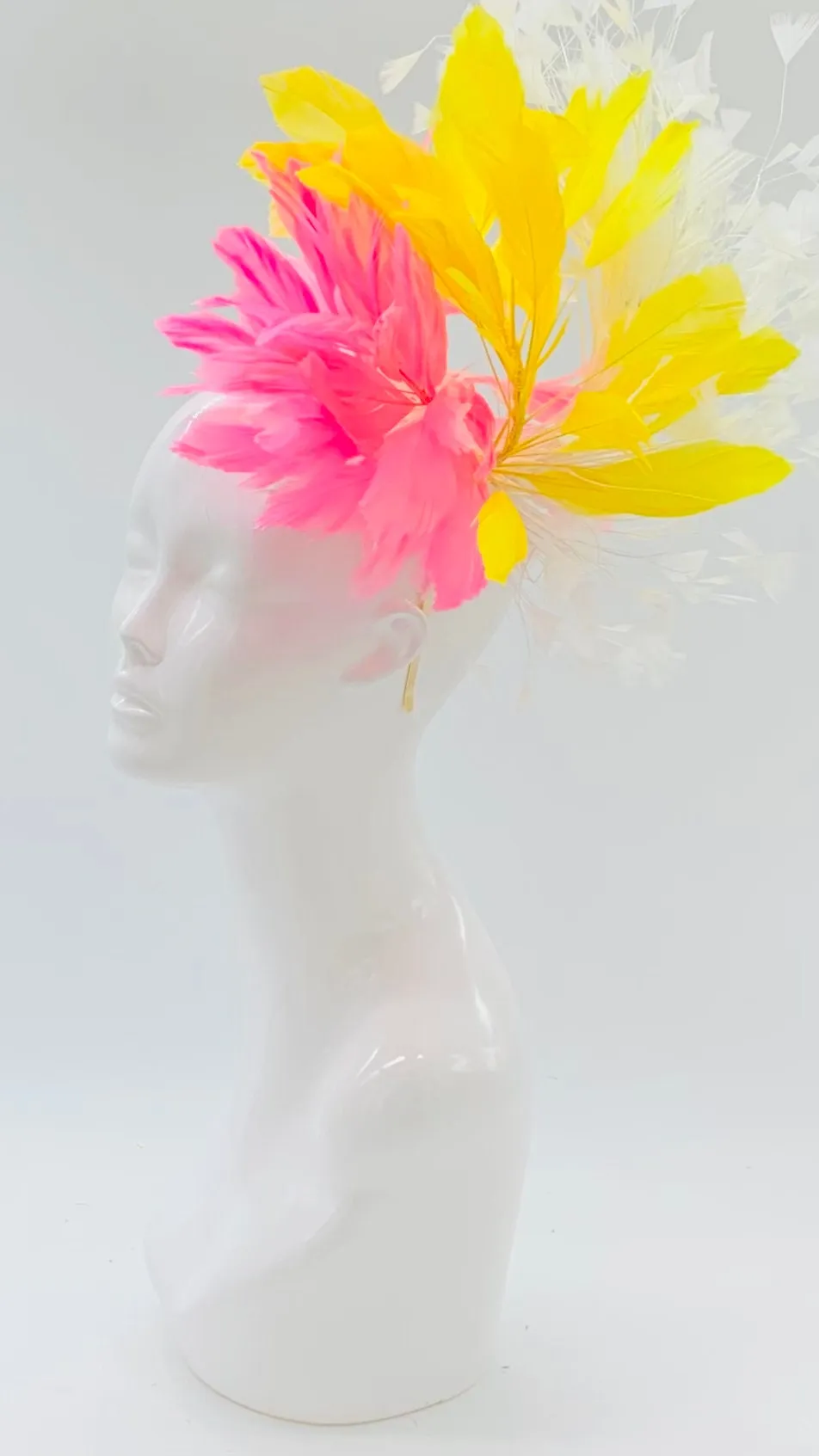 Pink, Yellow, White Derby Fascinator, Kentucky Derby Hat Alternative, Kentucky derby hat (GOLD LINE)