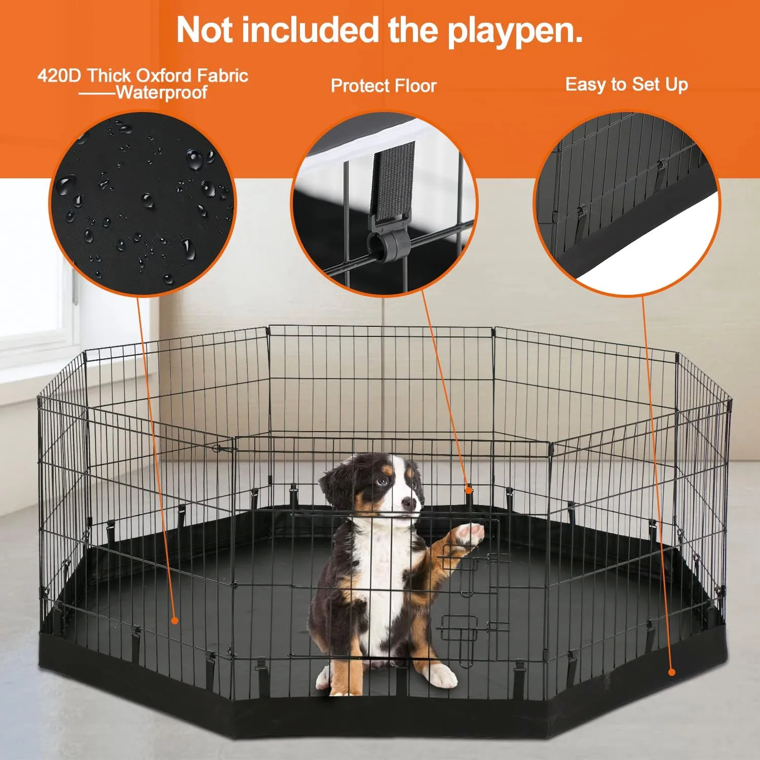 PJYuCien Bottom Pad - Fits 8 Panels 24 Inch Width Plastic/Metal Pet Pen Octagonal Dog Playpen(Note: Only Pen Bottom Pad, No Playpen!!!)