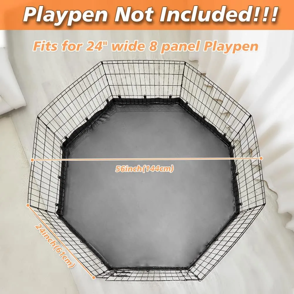PJYuCien Dog Playpen Bottom Pad,Fits 24 Inch 8 Panels Regular Octagon Metal Exercise Pet Pen,Elastic Buckles Connections,Black (Note:Fence Not Included)
