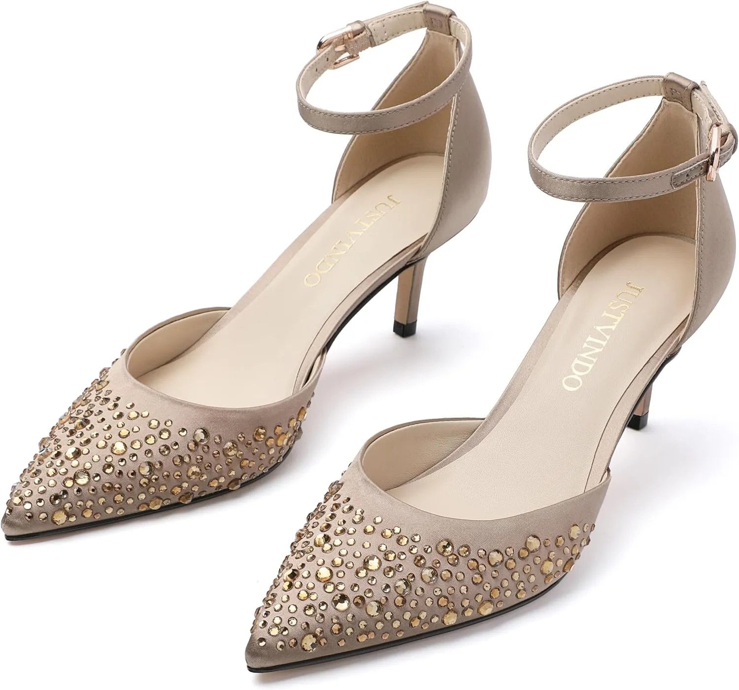 Pointed Closed Toe Heels for Women, Women's Ankle Strap Pumps, Wedding Party Office Business Work Dress Shoes
