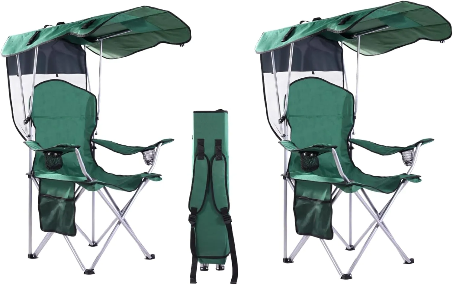 Portable Camping Chair with Canopy - Folding Chair with Canopy, Durable 600D Oxford Canopy Chair for Camping, Beach, Picnics, Fishing & Sports