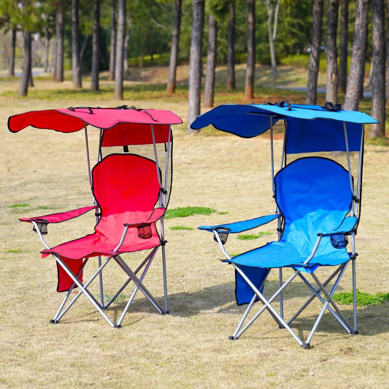 Portable Camping Chair with Canopy - Folding Chair with Canopy, Durable 600D Oxford Canopy Chair for Camping, Beach, Picnics, Fishing & Sports