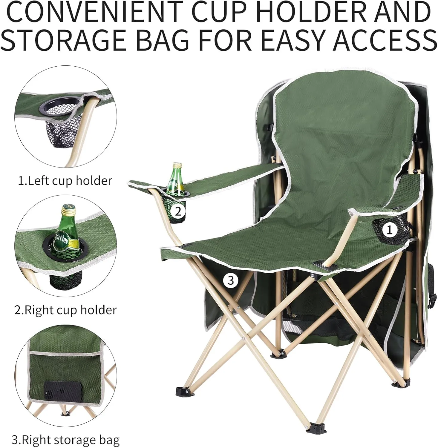 Portable Camping Chair with Canopy - Folding Chair with Canopy, Durable 600D Oxford Canopy Chair for Camping, Beach, Picnics, Fishing & Sports