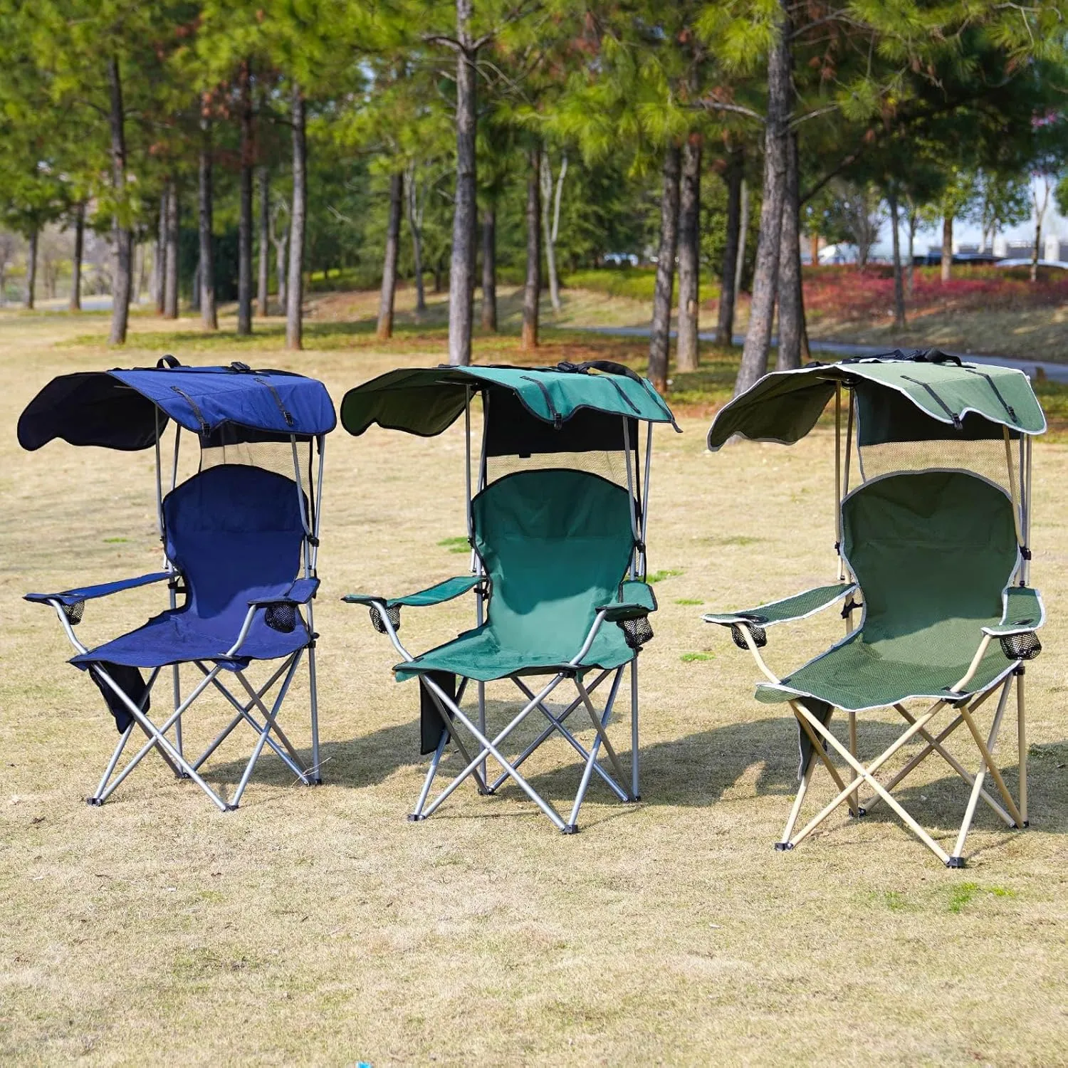 Portable Camping Chair with Canopy - Folding Chair with Canopy, Durable 600D Oxford Canopy Chair for Camping, Beach, Picnics, Fishing & Sports