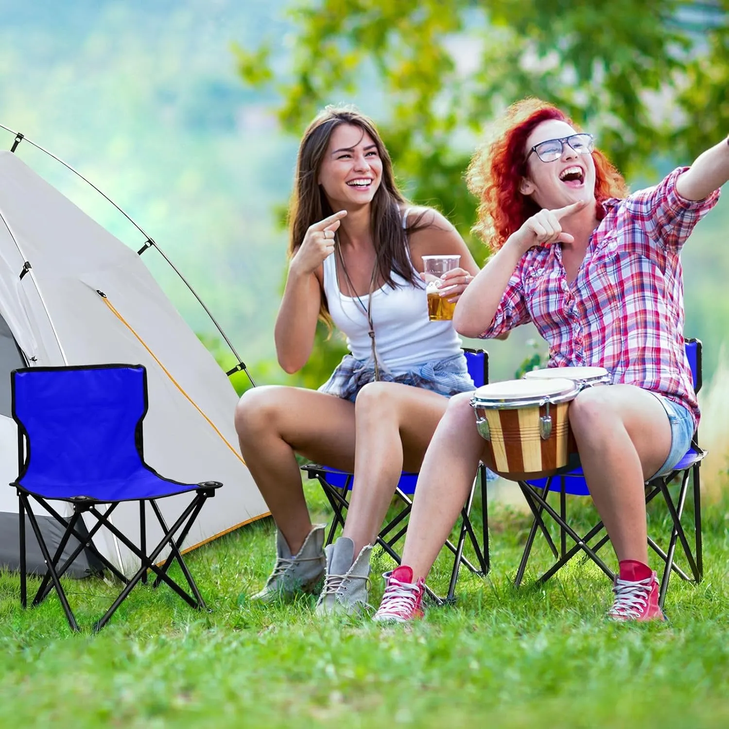 Portable Camping Chairs Blue Lightweight Folding Chair for Camping, Beach, Picnic, Travel and Sports with Carry Bag 20804