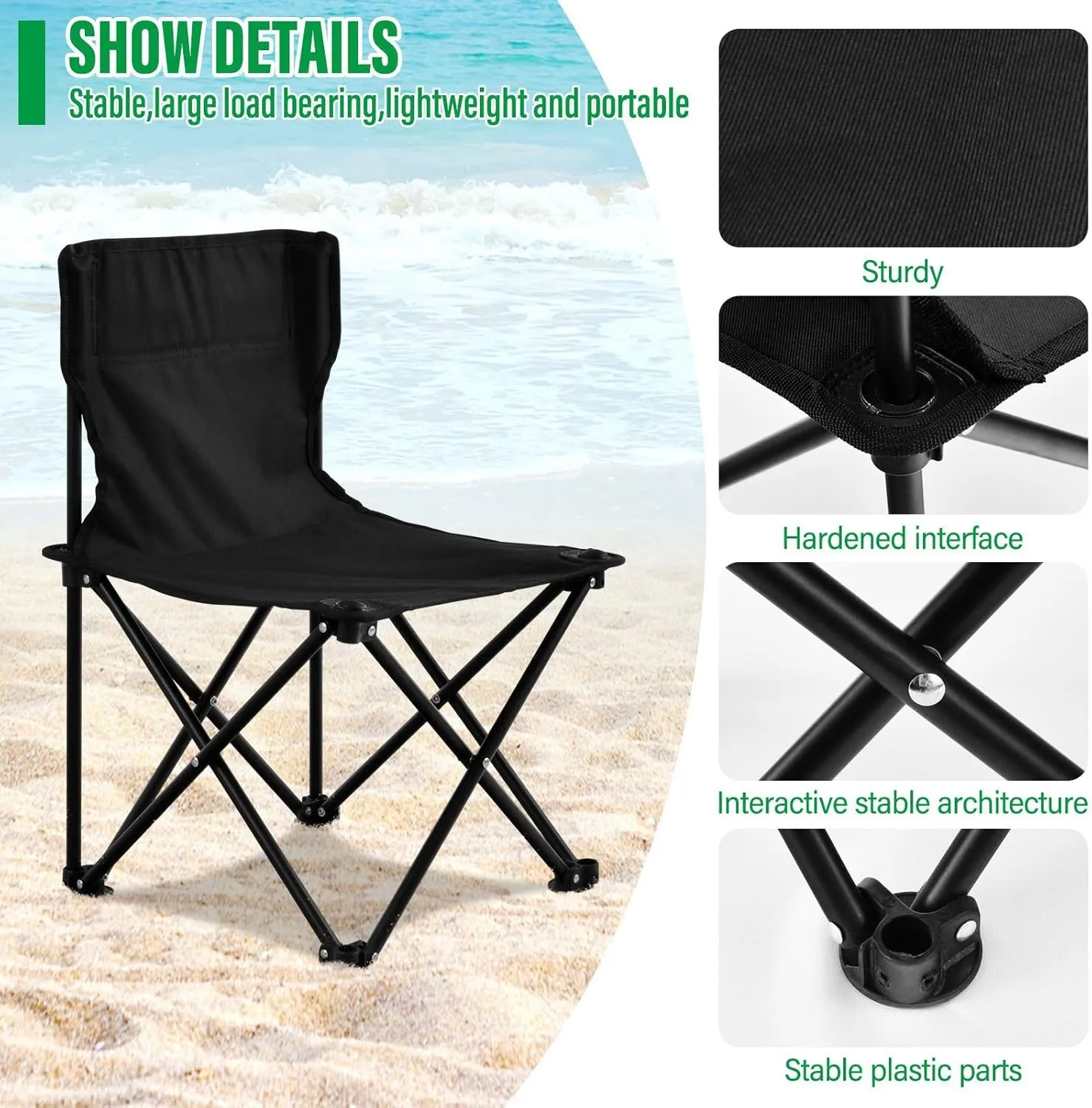 Portable Camping Chairs Blue Lightweight Folding Chair for Camping, Beach, Picnic, Travel and Sports with Carry Bag 20804