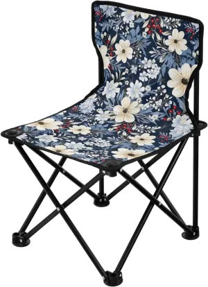 Portable Camping Chairs Flowers Floral Blue Lightweight Folding Chair for Camping, Beach, Picnic, Travel and Sports with Carry Bag 20851506