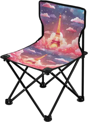 Portable Camping Folding Chairs Foldable Chair Small Kawaii Eiffel Tower Lightweight Backpacking Outdoor Outside Fishing