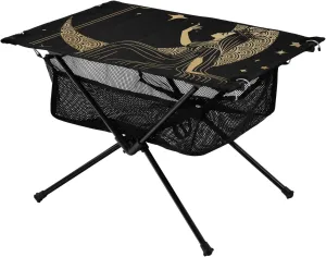 Portable Camping Table Queen on The Moon in Starry Sky Outdoor Foldable Camp Tables for Outside, Camping, Hiking, Tailgating